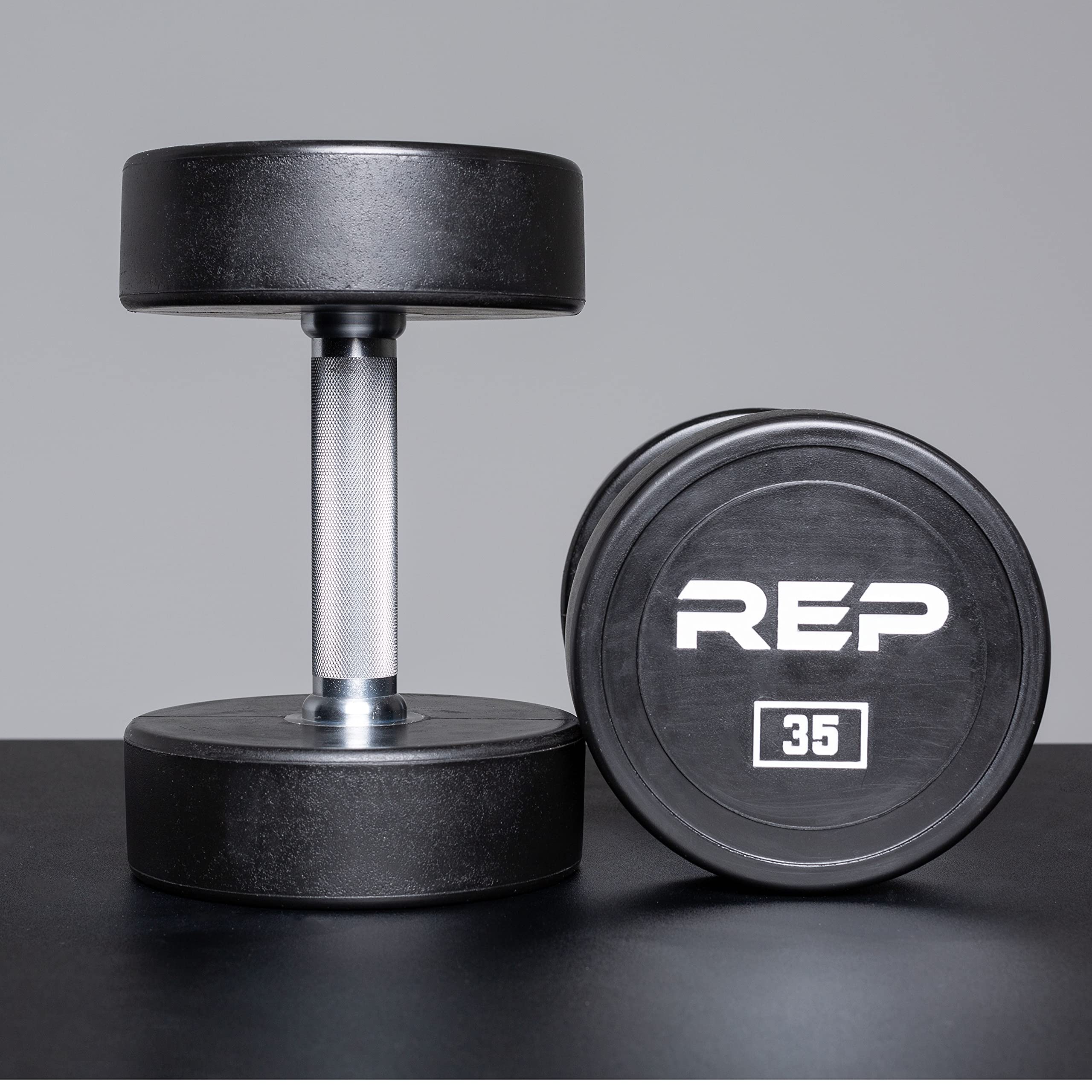REP Urethane Coated Dumbbell Set - 5-75 lb with 3-Tier Rack