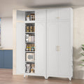 Polup Kitchen Pantry Cabinet, 90" Tall Metal Pantry Cabinet, Food Cupboards with Doors and Shelves, Freestanding Storage Cabinets for Dining, Living Room, 16"D x 32"W x 90"H, White, Assembly Required