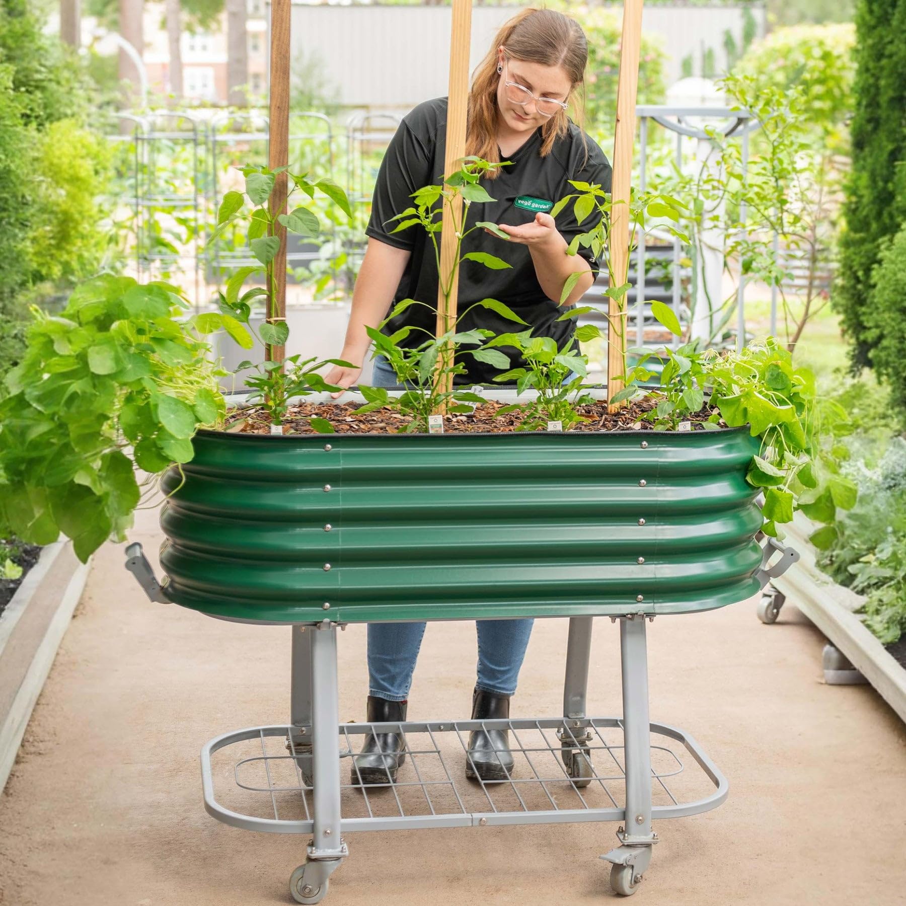 Vego garden 2' x 4' Raised Garden Bed with Legs and Wicking Cell System - S Series, Perfect for Gardening Vegetables, Herbs, & Flowers - Outdoor & Indoor Elevated Planter Box - Pearl White