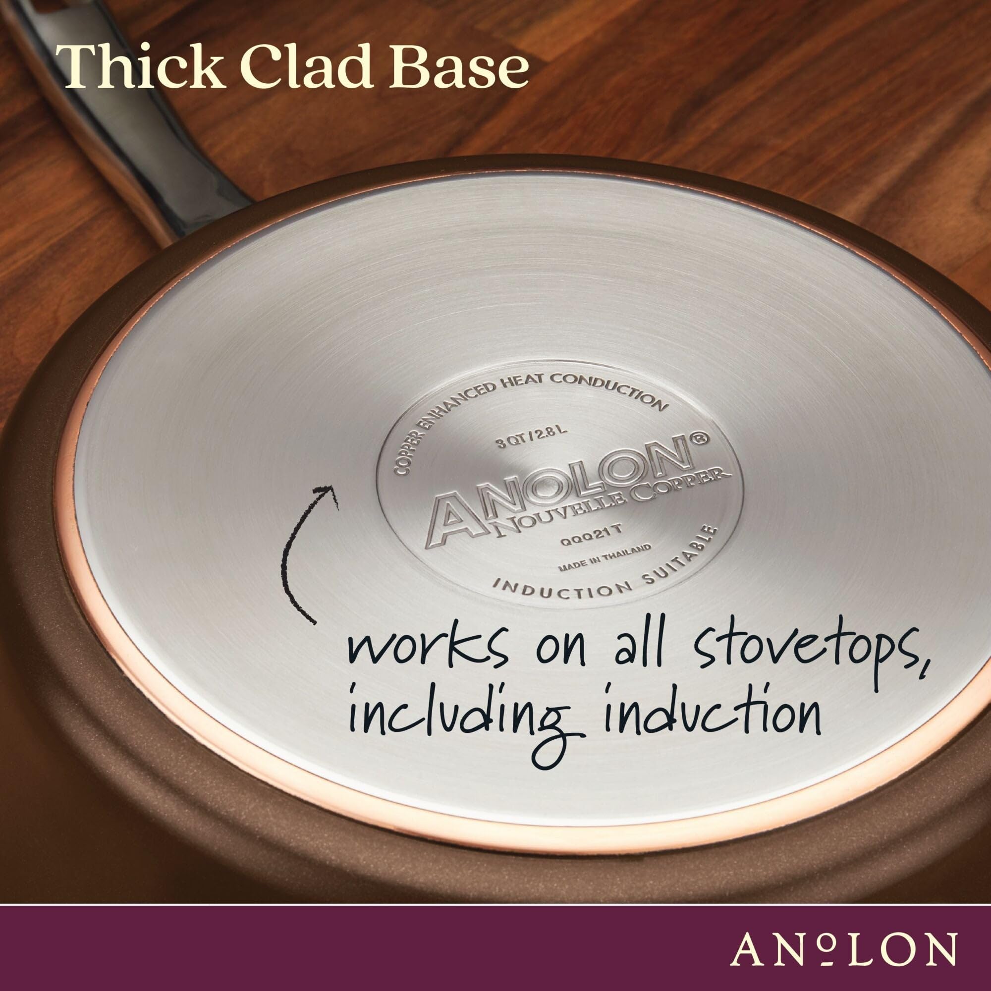 Anolon 83852 Nouvelle Copper Hard Anodized Nonstick Cookware Set / Pots and Pans Set - 11 Piece, Brown