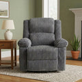 Garvee Corduroy Recliner Chair, Manual Recliner Sofa with Handle, Pillow Top Arms, Thick Padding, Side Pocket, 330Lbs Capacity, Adjustable Recliner for Living Room, Bedroom, Home Theater, Dark Gray