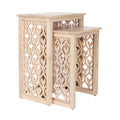 Kate and Laurel Karni Modern Mango Wood Living Room Nesting Tables, Set of 2, Whitewash, Decorative Coastal Solid Wood End Tables for Use as Bedroom Nightstands or Entryway Decor Accents