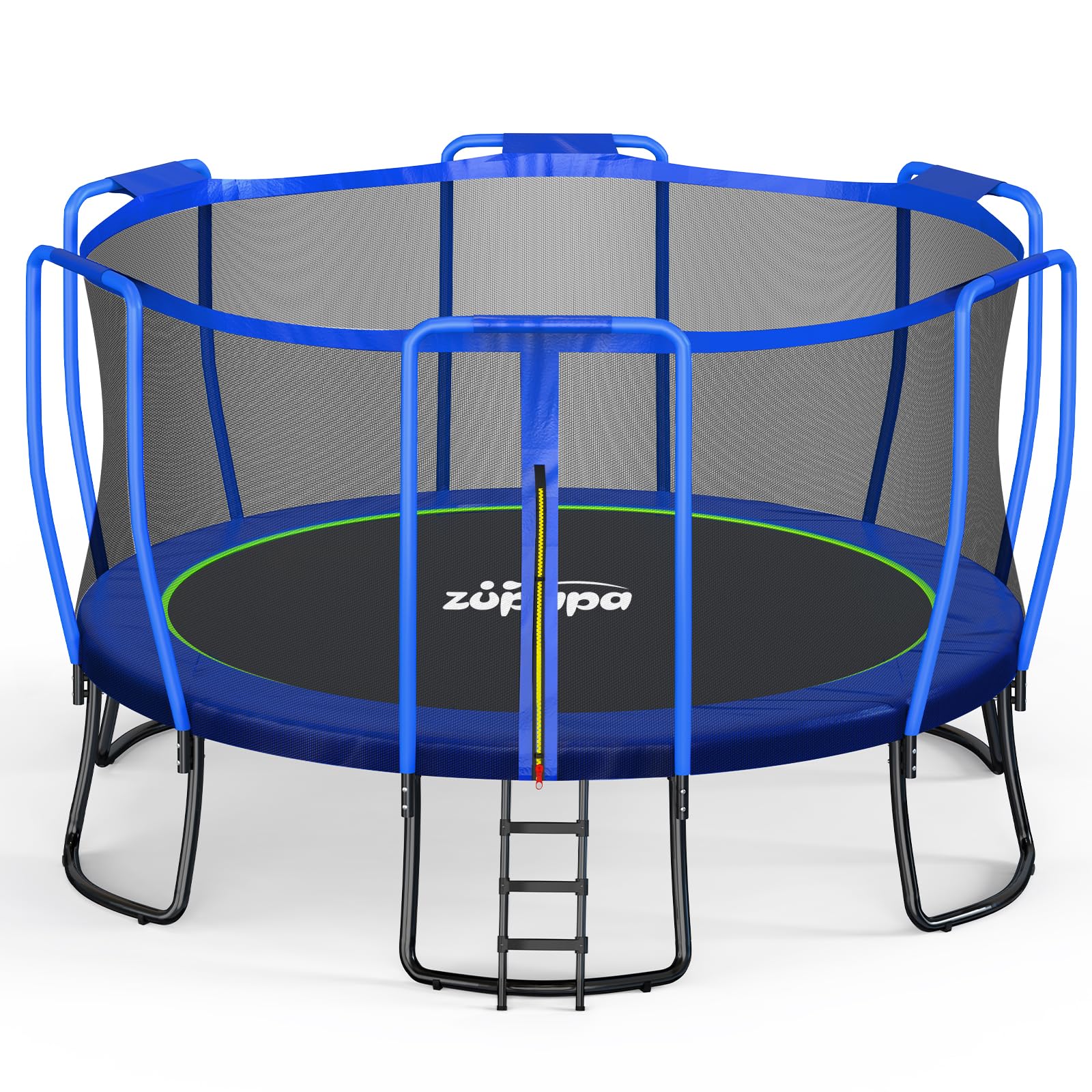 Zupapa 1800LBS Capacity No-Gap Design 16 15 14 12 10FT Trampoline with Safety Enclosure Net and Non-Slip Ladder 10-Year Quality Assurance Perfect for Kids Family Outdoor Backyard Fun