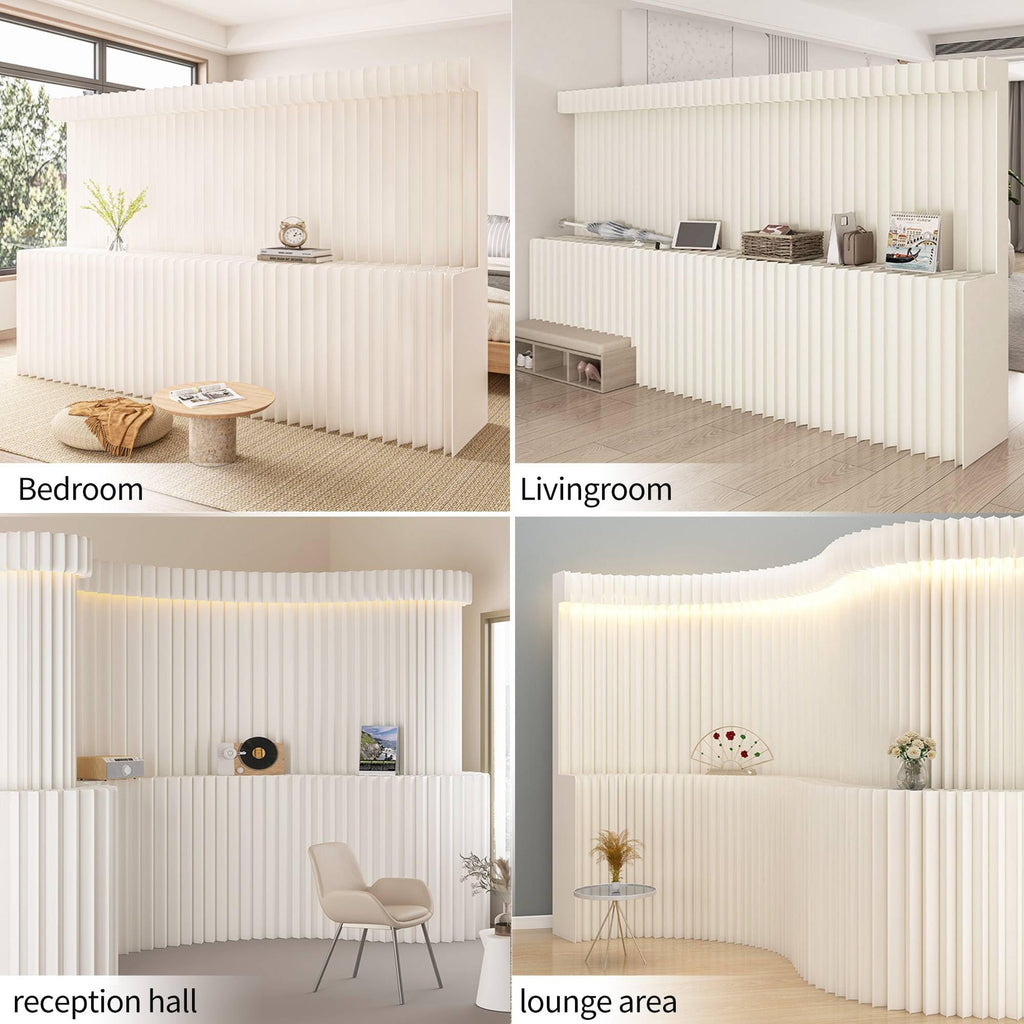 Folding Paper Room Divider, Extra Tall Portable Privacy Screen for Bedroom, Freestanding Lightweight Partition Wall, Adjustable Removable Panels for Home Office Dorm Studio