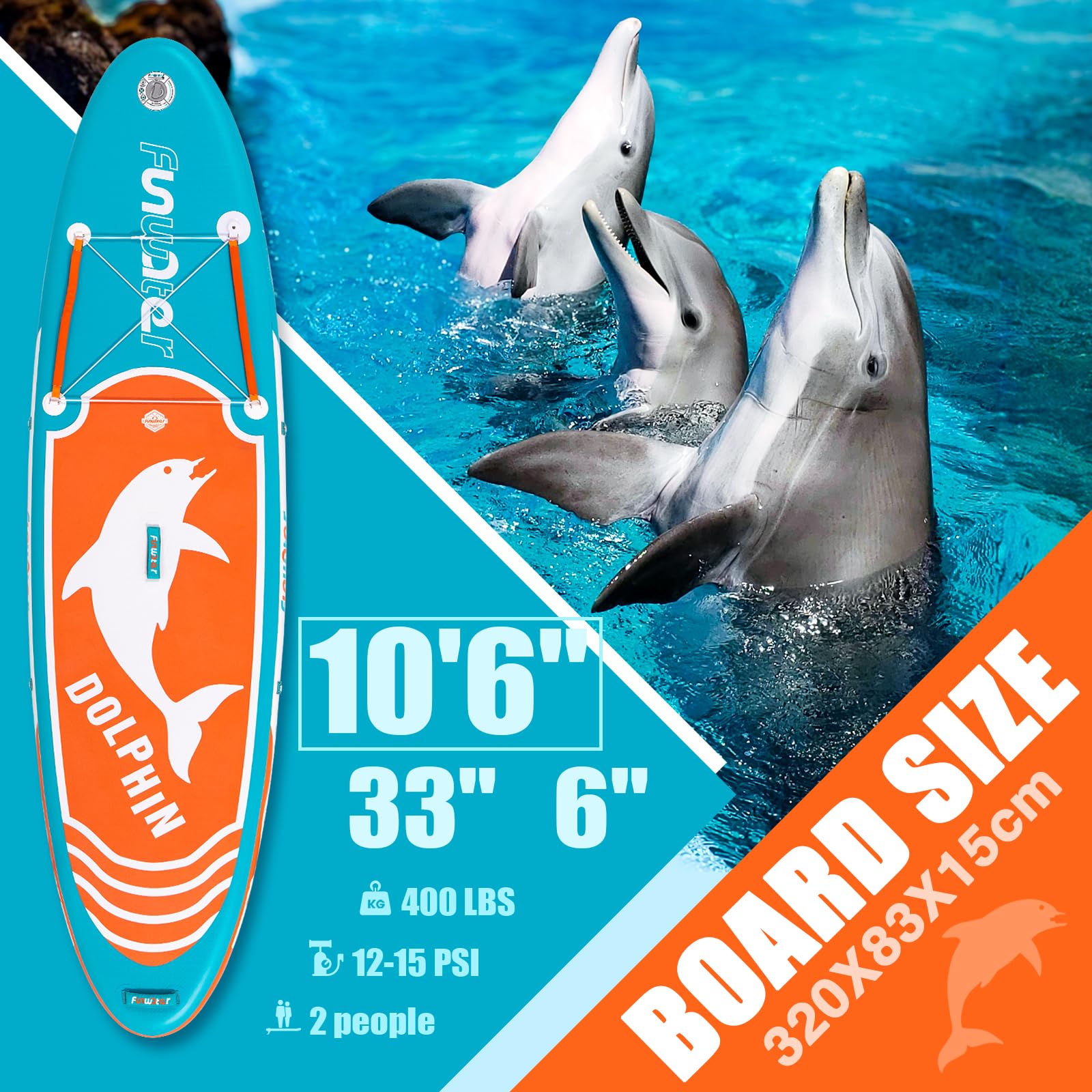 FunWater Inflatable Stand Up Paddle Boards Ultra-Light SUP Wide Stable Design Non-Slip Comfort Deck for Youth & Adults with Premium SUP Board Paddle Accessories