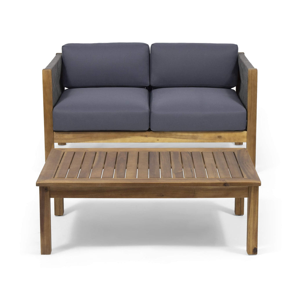 Christopher Knight Home Laurel Modern Outdoor Loveseat Set, Teak and Gray