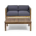 Christopher Knight Home Laurel Modern Outdoor Loveseat Set, Teak and Gray