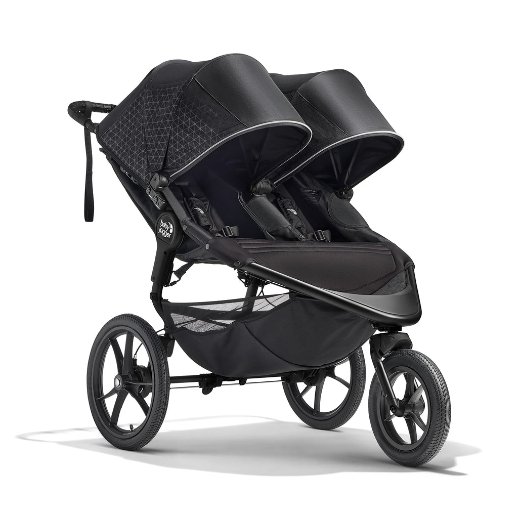 Baby Jogger® Summit X3 Double Jogging Stroller, Side by Side Double Stroller with Smooth Ride for Walking/Jogging, Compact Fold, All-Terrain Air Filled Tires, and All-Wheel Suspension, Midnight Black