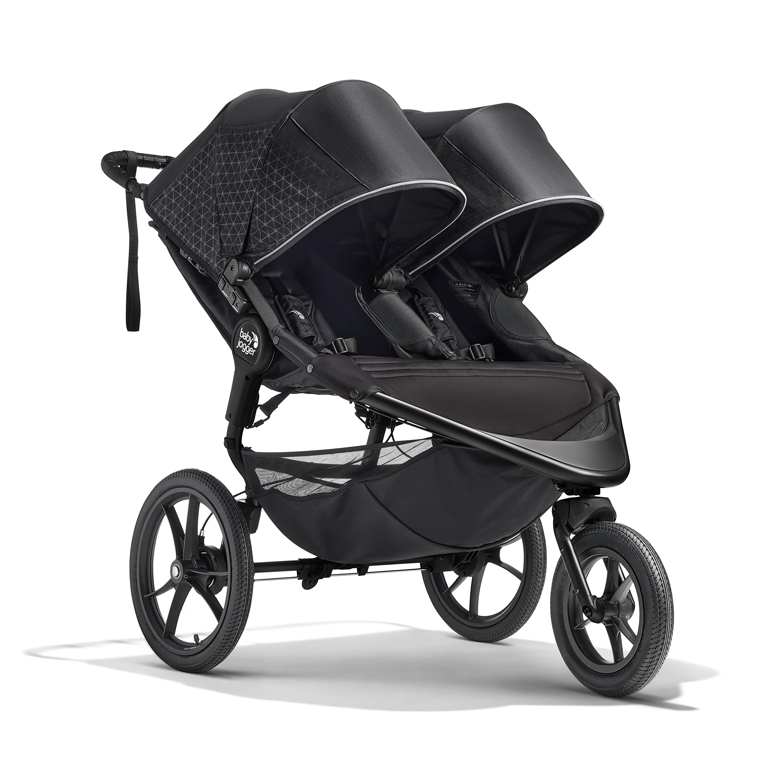 Baby Jogger® Summit X3 Double Jogging Stroller, Side by Side Double Stroller with Smooth Ride for Walking/Jogging, Compact Fold, All-Terrain Air Filled Tires, and All-Wheel Suspension, Midnight Black