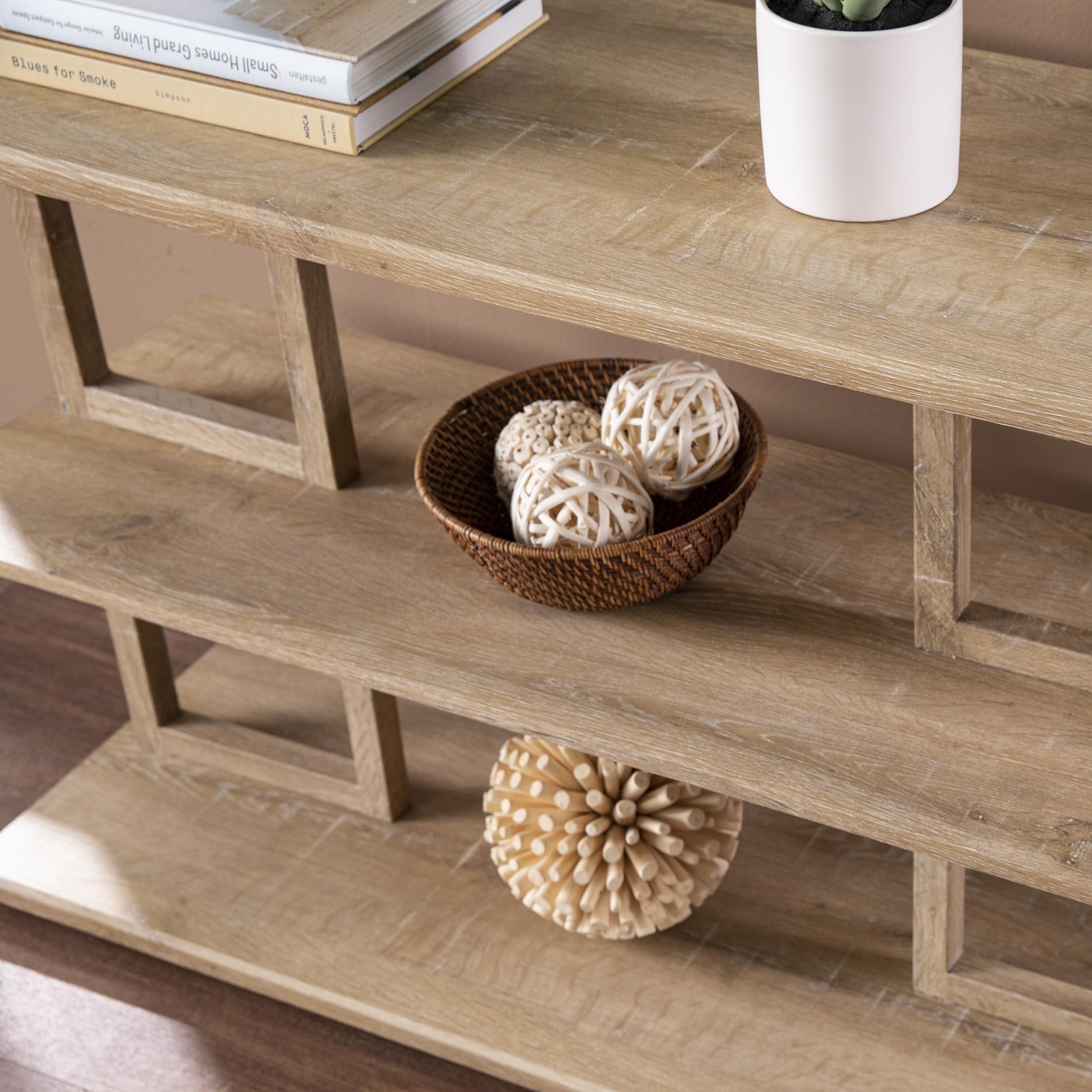 SEI Furniture - Markworth Geometric Console Table - Transitional Design, Natural Iron and Wood - Ideal for Entryway, Living Room (CK1101703)