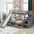 DNYN Full Size Loft Bed with Desk & Shelves & Ladder for Kids/Adults,Solid Wood Bedframe,High Loftbed with Safety Guardrails,Space Saving Design & No Box Spring Needed,79.3"×58.5"×65.4", Gray