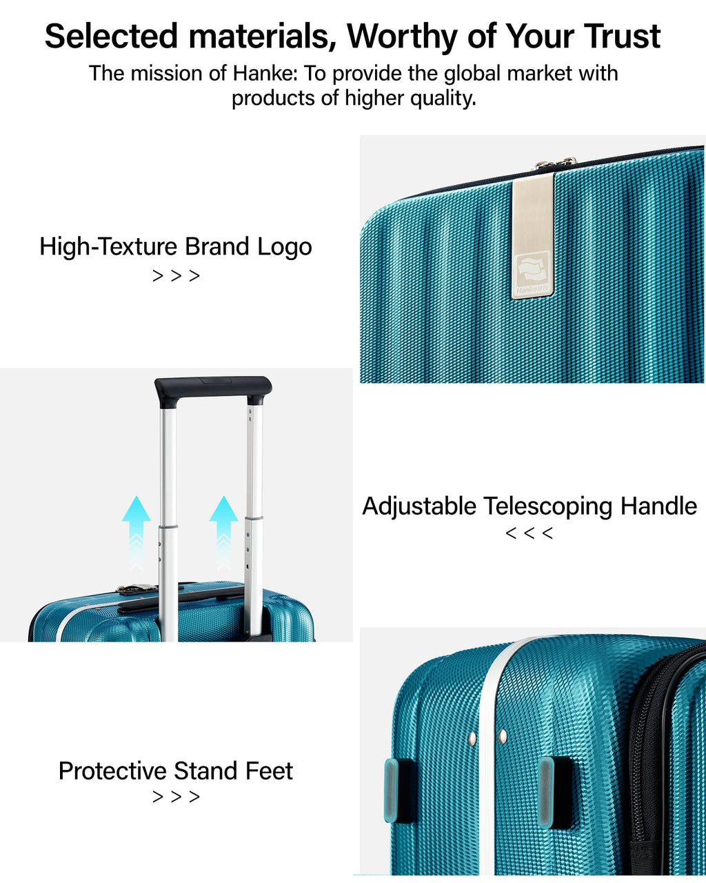 Hanke 26 Inch Large Luggage Hard Shell Top Opening Aluminum Frame Hardside Suitcase with Spinner Wheels, Checked Luggage for Men & Women Travel, Caribbean Blue