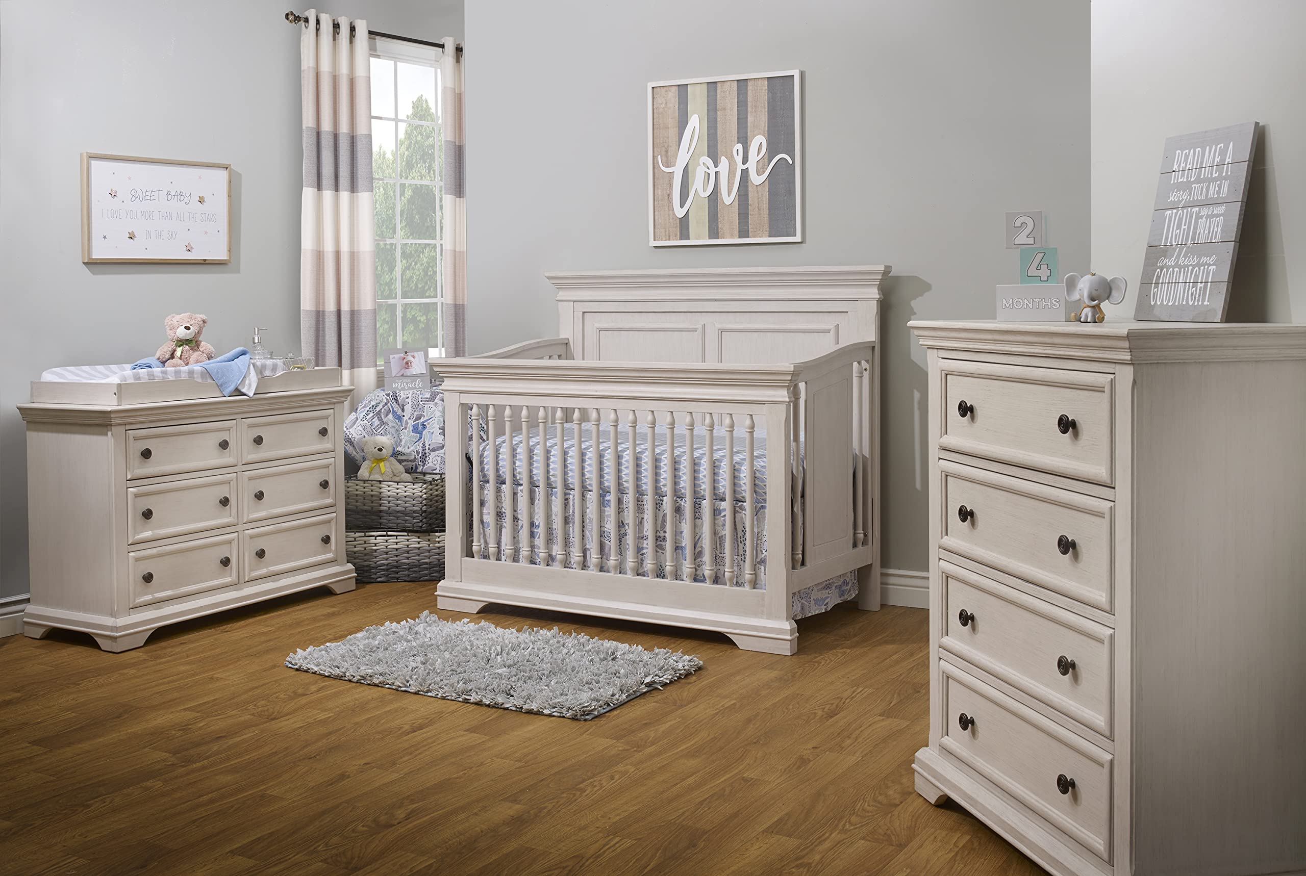 Sorelle Furniture Portofino Crib,Classic 4-In-1 Convertible Crib,Brushed Ivory Crib Made of Wood,Non-Toxic Finish, Wooden Baby Bed,Toddler Bed,Child’s Daybed and Full-Size Bed-Ivory