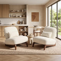 WELAX Modern Boucle Accent Chairs Set of 2, Sturdy Tilted Wood Legs with Thick Cushion & Comfy Lumbar Pillow, Armless Reading Chairs for Living Room, Lounge, Bedroom - White