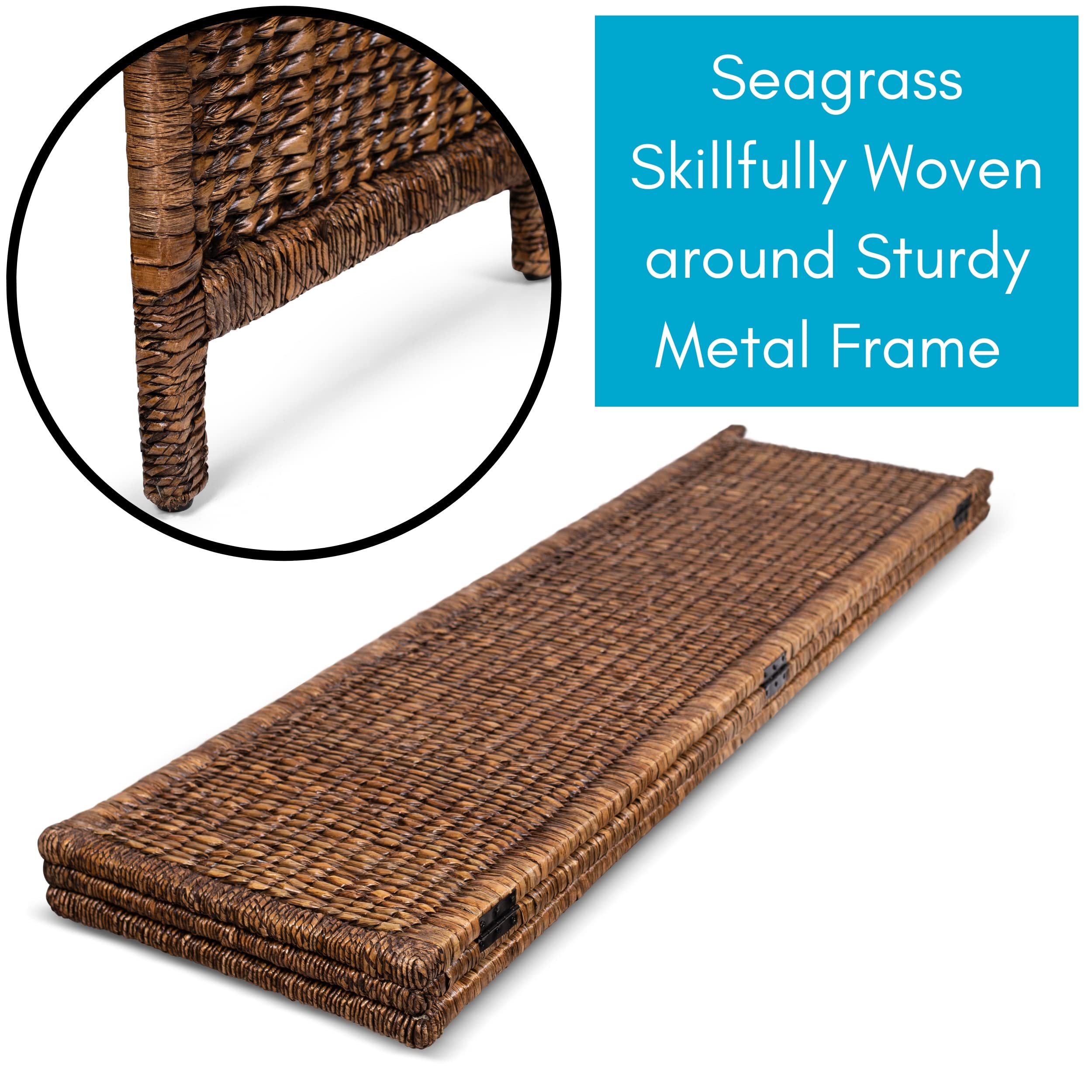 BIRDROCK HOME 3 Panel Seagrass Room Divider - Brown Wash - Folding Sections - Partition Screen - Hand Woven Abaca - Home Decor