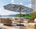 SUPERJARE 15ft Large Patio Umbrella with Base included, Double Sided Outdoor Umbrella with Solar Lights, Pool Umbrella with Fade Resistant Canopy for Deck, Porch, Yard, Balcony, Grey