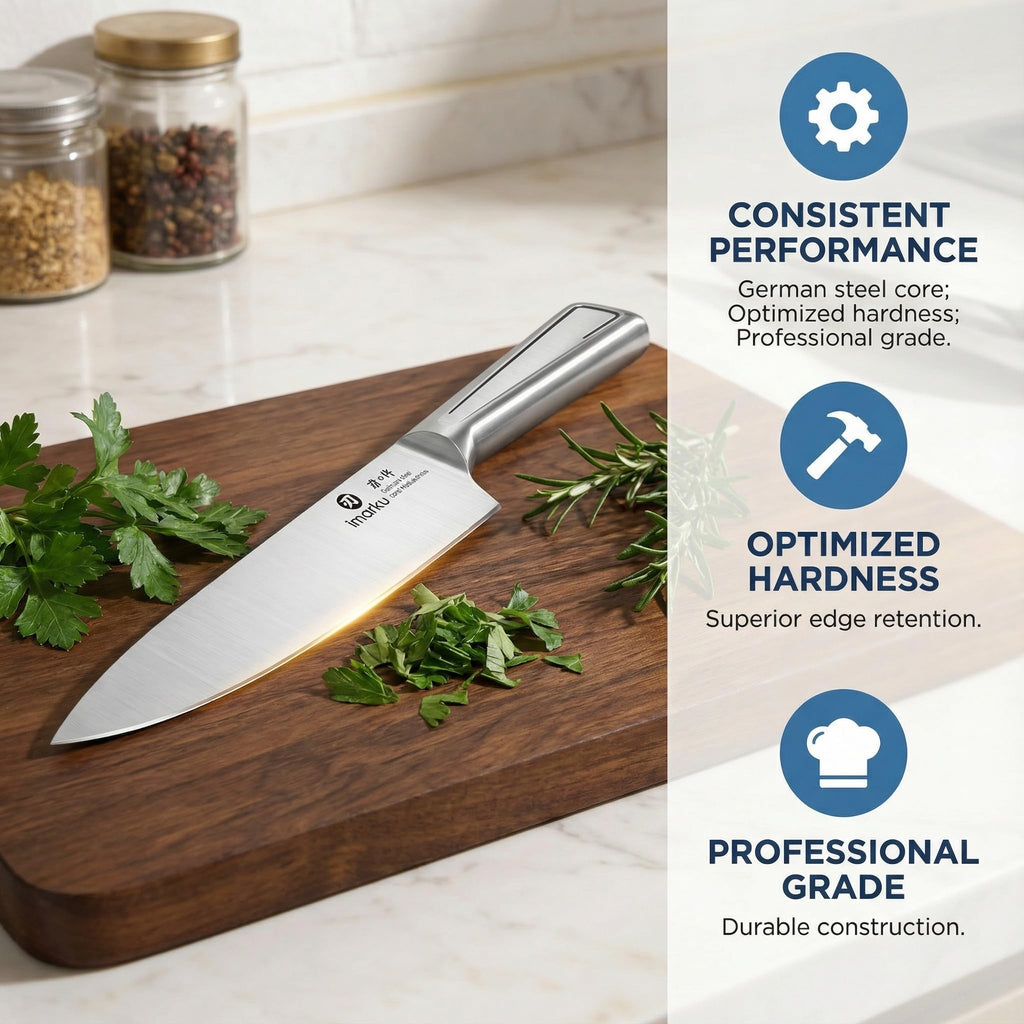 imarku Japanese High Carbon Stainless Steel Knife Set with Block, Precision-Forged Gyutou Kitchen Knives with Built-in Sharpener, Ultra-Sharp 10–15° Edge, Ergonomic Non-Slip Handle, Dishwasher Safe