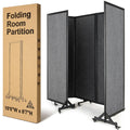 Strongbird Room Partition,Folding Privacy Divider,Office Partition Dividers,Office Dividers Wall, 10'6"W x 6'7"H,Light Grey