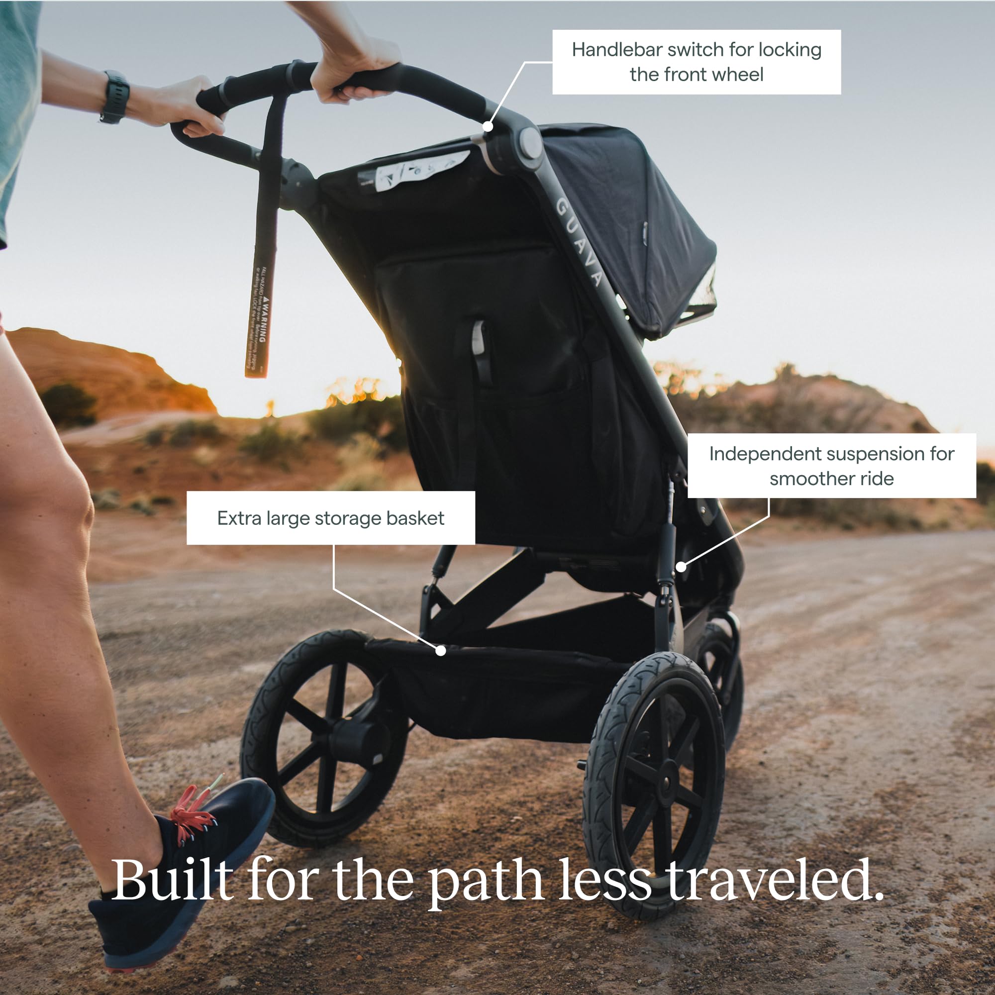 Guava Roam Jogging Stroller with 3D Nesting Fold | Compact-Folding Baby & Toddler Travel Stroller | All-Terrain Running Stroller | Portable Folding Stroller up to 60 lbs