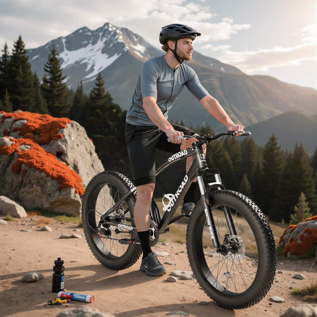 Incbruce 26 Inch Fat Tire Mountain Bike, High Carbon Steel Frame, 21 Speed MTB with Dual Disc Brakes for Men/Women/Adults (Black)