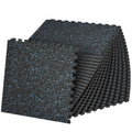 SUPERJARE 1" Extra-Thick Rubber Top Exercise Mat, Puzzle Gym Flooring for Home Gym, Gym Mat for Workout Equipment, Interlocking Floor Tiles with EVA Foam, 24 Pcs 96 Sq Ft, Black/Blue