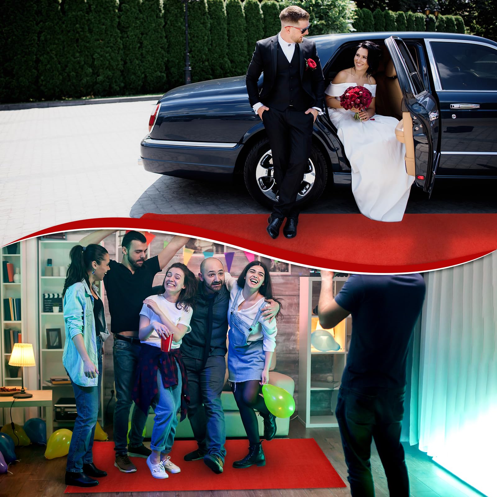 PBHEPJ 4ft x 50ft Extra Thick Red Carpet Runner for Party & Hollywood, Festival Celebration, Wedding, Graduation Ceremony, Award Ceremony, VIP Reception, Heavy-Duty, Non-Slip TPR Rubber