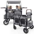 TODEFULL Wagon Stroller for 4 Kids, Foldable Kids Wagon Cart Featuring with Harnesses, Adjustable Double Push Handle, Removable Canopy, Snack Tray, Large Storage Bag