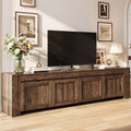 YITAHOME 80 inch TV Stand for up to 90 inch TVs, Farmhouse Entertainment Center with Storage Doors and Shelves, Media Console Table with Cable Holes for Living Room, Dark Walnut