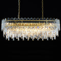 Lt-vt Modern Rectangular Crystal Chandelier Gold Finish Linear Pendant 10-Light Fixture for Dining Room Living Room Ceiling Lamp Contemporary Home Decor L37.4''