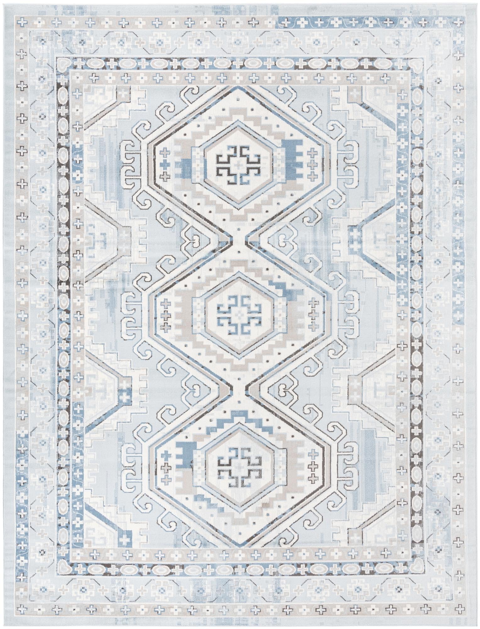 Unique Loom Charlotte Collection Area Rug - Quail (10' x 13' Rectangle Aqua Blue/Gray)