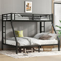 Bellemave Metal Twin XL Over Queen Bunk Bed for Adults/Kids,Heavy Duty Adults Bunk Beds with Guardrail & Ladders,Queen Size Bunk Beds for Teens,Black