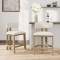 Christopher Knight Home Minso Wooden Counter Height Bar Stools Set of 2, Comfy Upholstered Barstools with Backrest/Footrest, Counter Stool for Kitchen Island/Home Bar Table, Light Ash + Beige