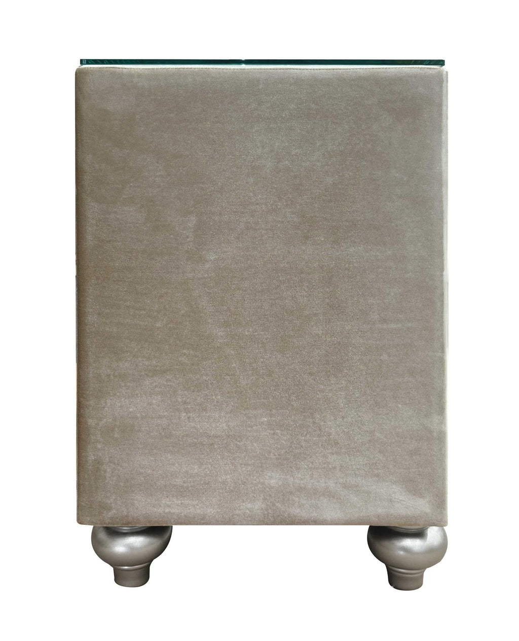 Acme Lucienne 2-Drawer Velvet Upholstered and Wood Nightstand in Beige