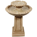 Sunnydaze Beveled Flower 28-Inch 2-Tier Outdoor Water Fountain - Backyard Water Feature & Bird Bath for Patio, Yard or Deck