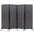 Upgrade Version Room Partition and Divider, Freestanding Rolling Dividers with Wheels,Office Privacy Screen Divider Wall,Classroom Felt Dividers,8'2"L* 6'7"H,4 Panel，Dark Grey