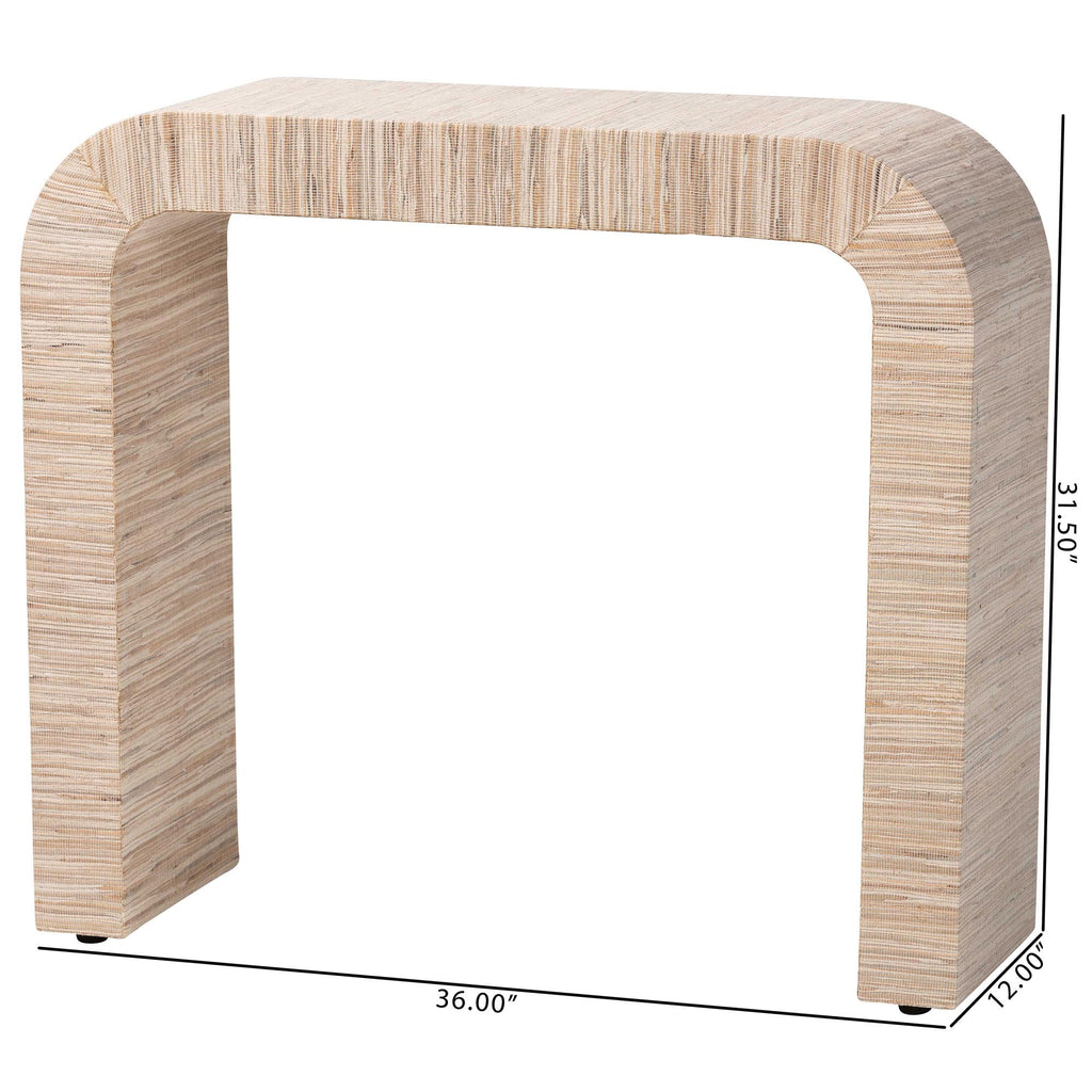 bali & pari Yareli Bohemian Woven Natural Grasscloth Console Table
