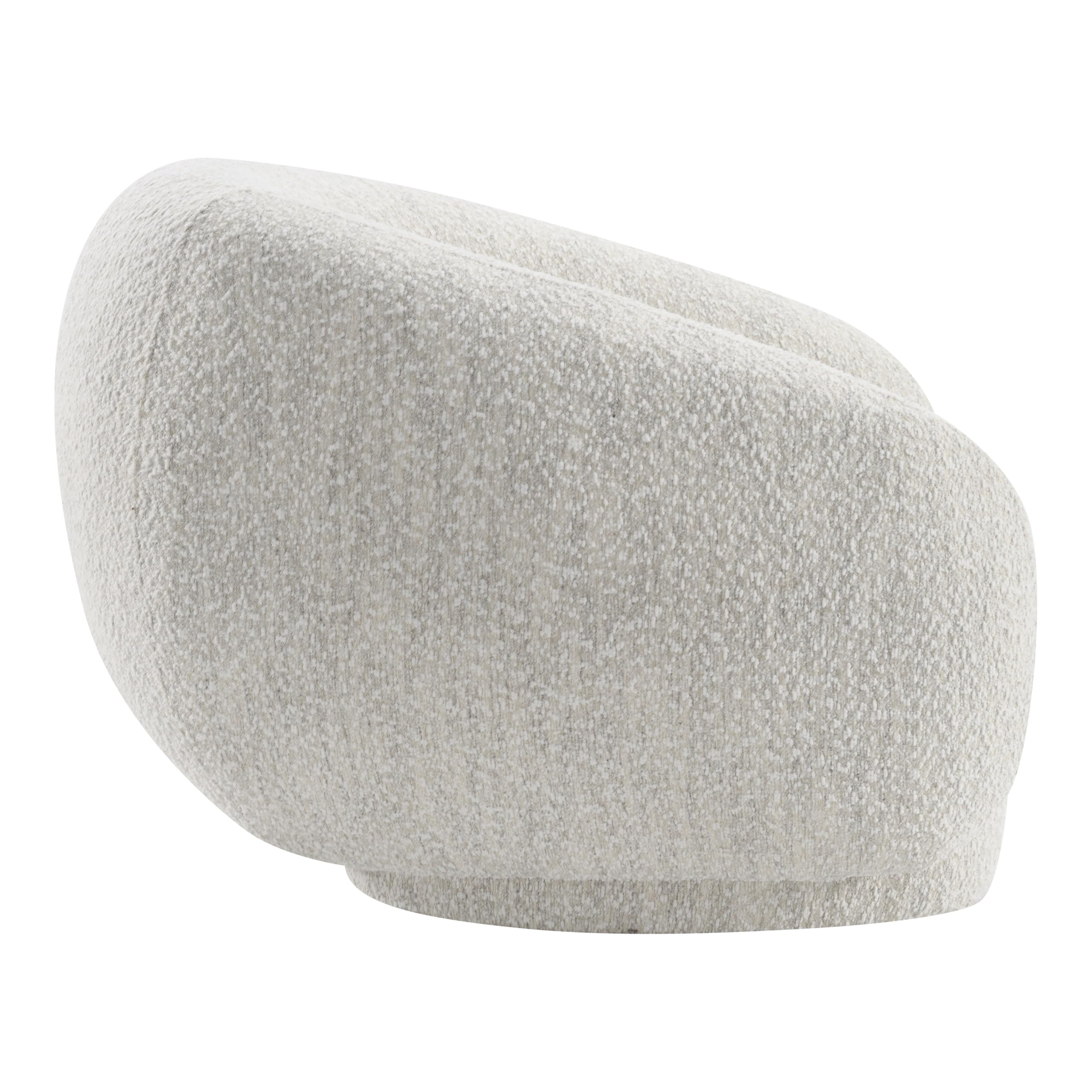 Furniture of America Corra Modern Boucle 41.7-inch Swivel Chair with 360-degree Swivel Base, Sloped Curved Backrest and Armrest for Living Room, Office, Beige