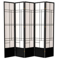 Red Lantern 7 ft. Tall Eudes Shoji Screen - Black - 5 Panels