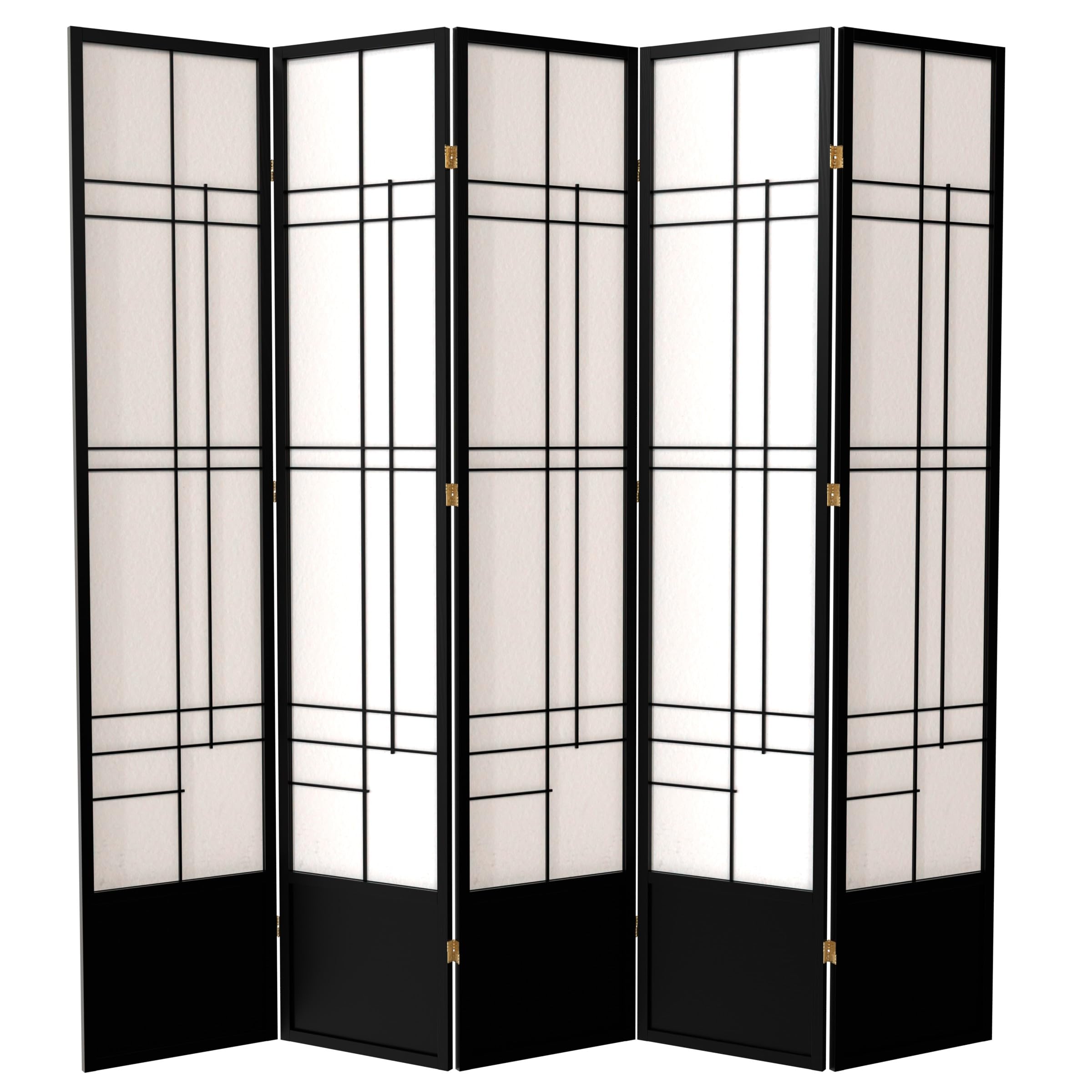 Red Lantern 7 ft. Tall Eudes Shoji Screen - Black - 5 Panels