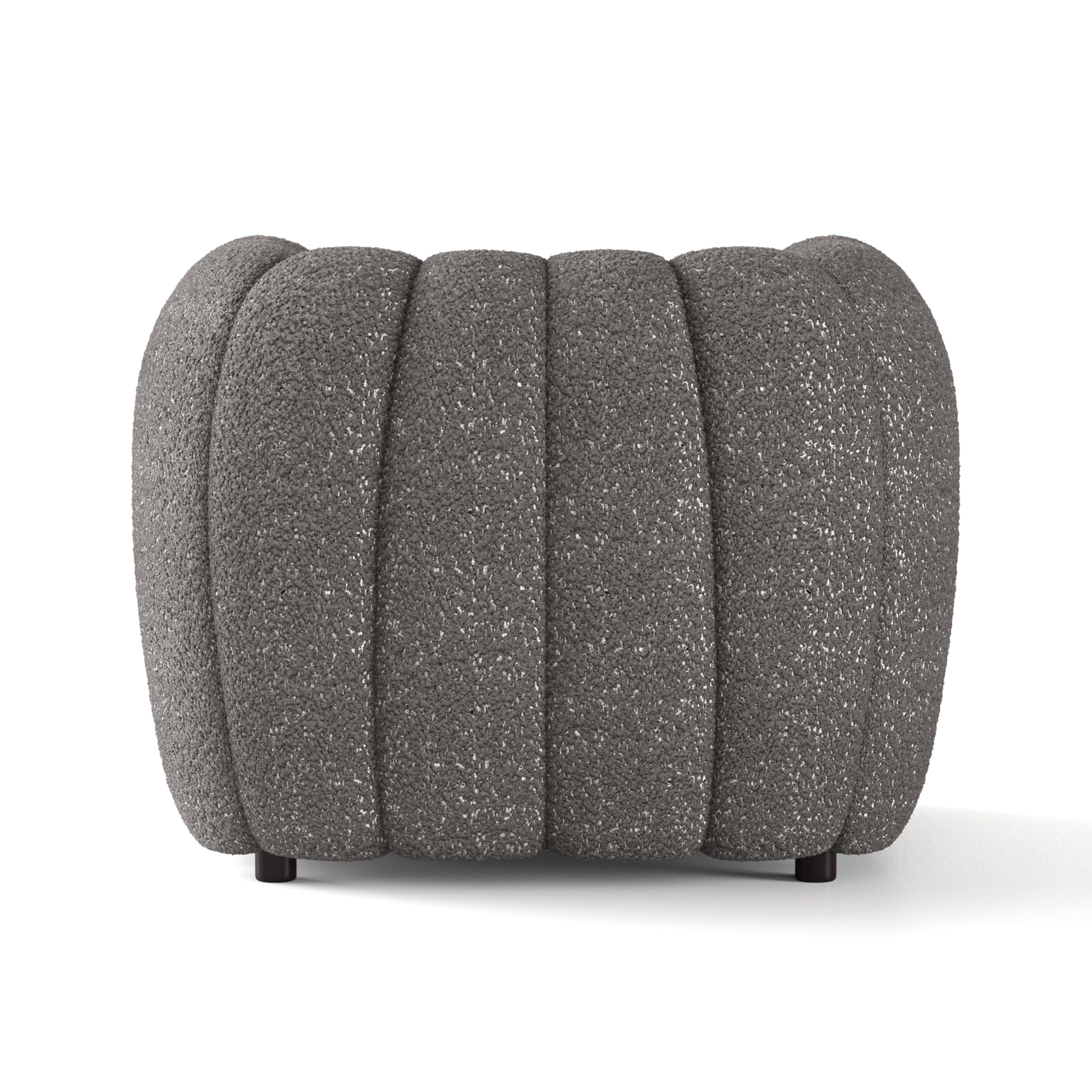 Furniture of America Glamour Contemporary Vertical Channel Tufted Boucle Accent Chair with Wooden Legs, Fabric Upholstered Armchair for Living Room, Bedroom, Office, Charcoal Gray