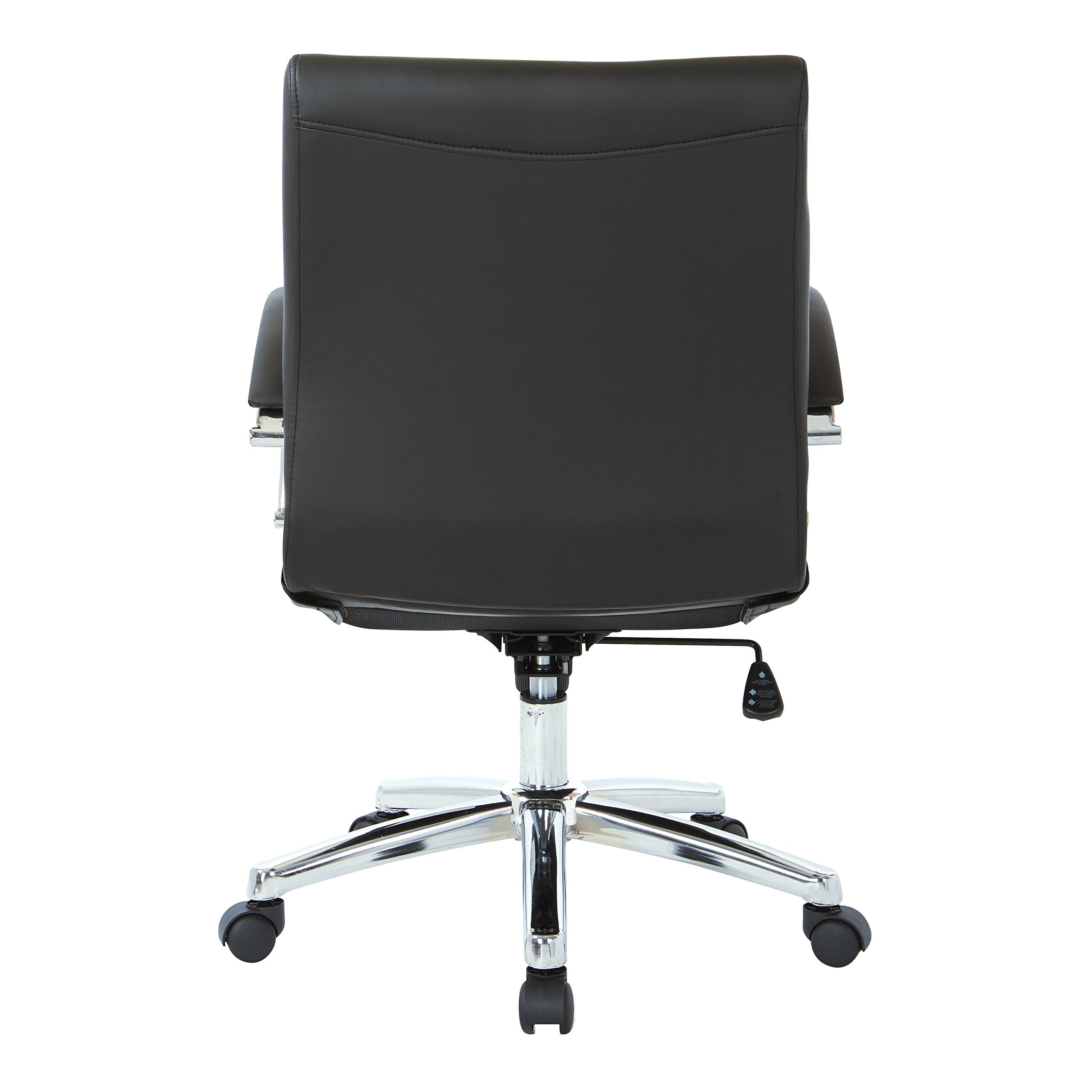 Office Star FL Series Executive Faux Leather Adjustable Office Chair with Built-in Lumbar Support, Low-Back, Black
