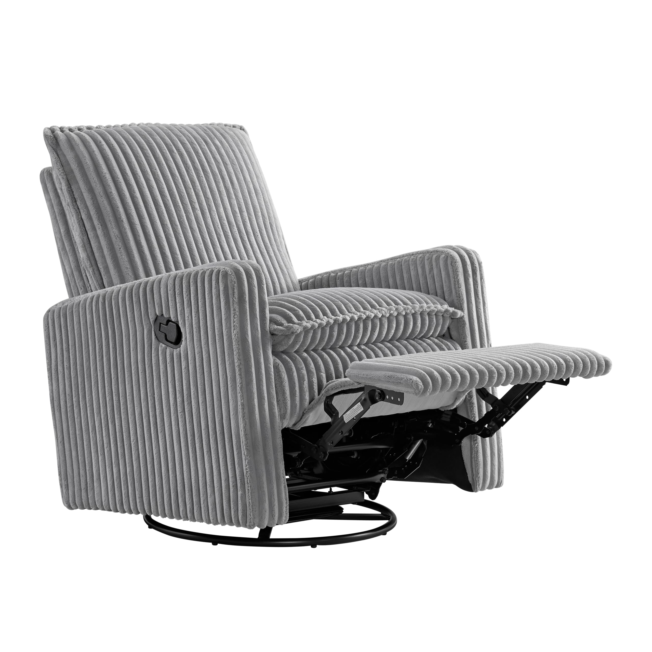 Oxford Baby Uptown Upholstered Glider Recliner Rocking Chair 360° Swivel for Nursery and Living Room - Corduroy, Ash Gray