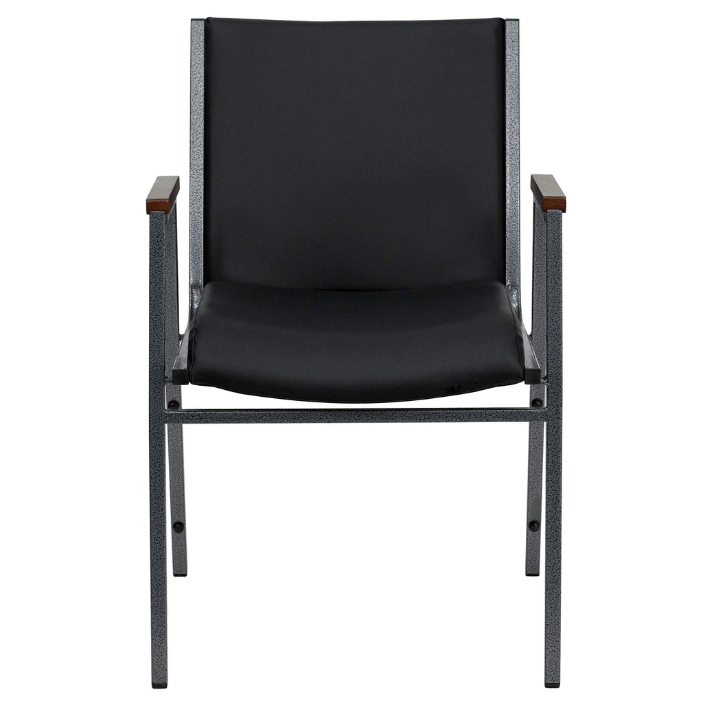 Flash Furniture 4 Pack HERCULES Series Heavy Duty Black Vinyl Stack Chair with Arms