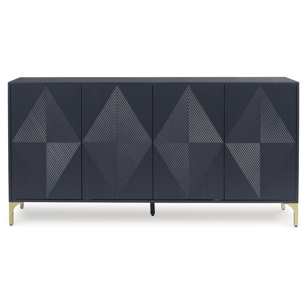 Signature Design by Ashley Loirwick Contemporary Accent Cabinet with Shelf and Geometric Pattern, Blue