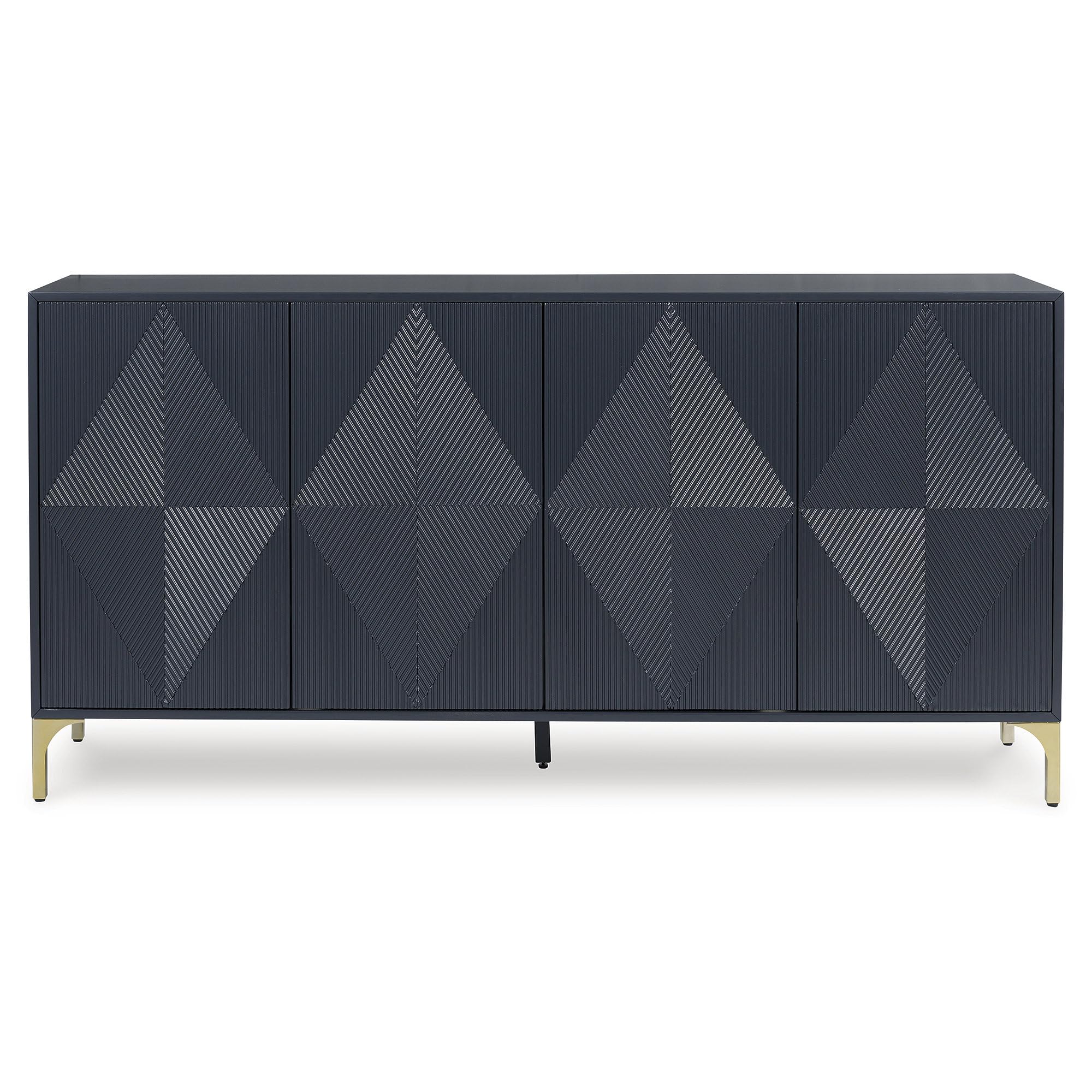 Signature Design by Ashley Loirwick Contemporary Accent Cabinet with Shelf and Geometric Pattern, Blue
