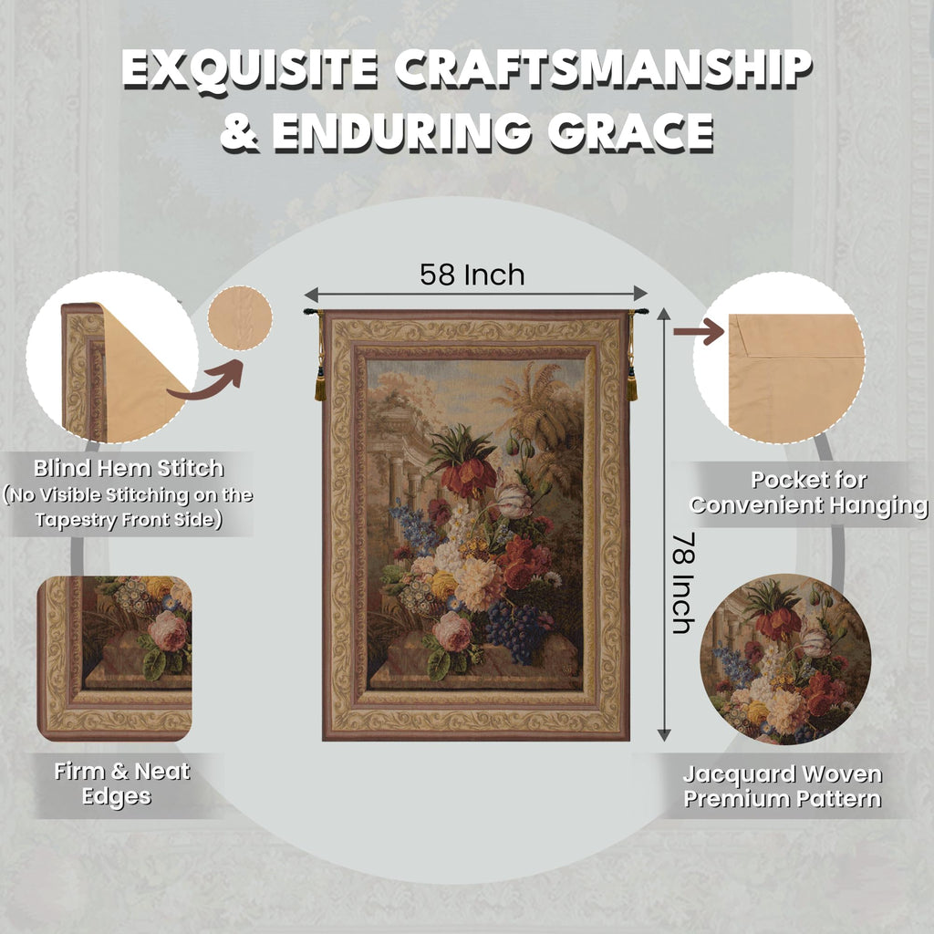 Charlotte Home Furnishings Inc. Bouquet Exotique French Tapestry Wall Hanging 78 X 58 Inch Viscose Cotton And Polyester Blend Wall Art Perfect For Home Decor Wall Decor By Jan Frans Van Dael