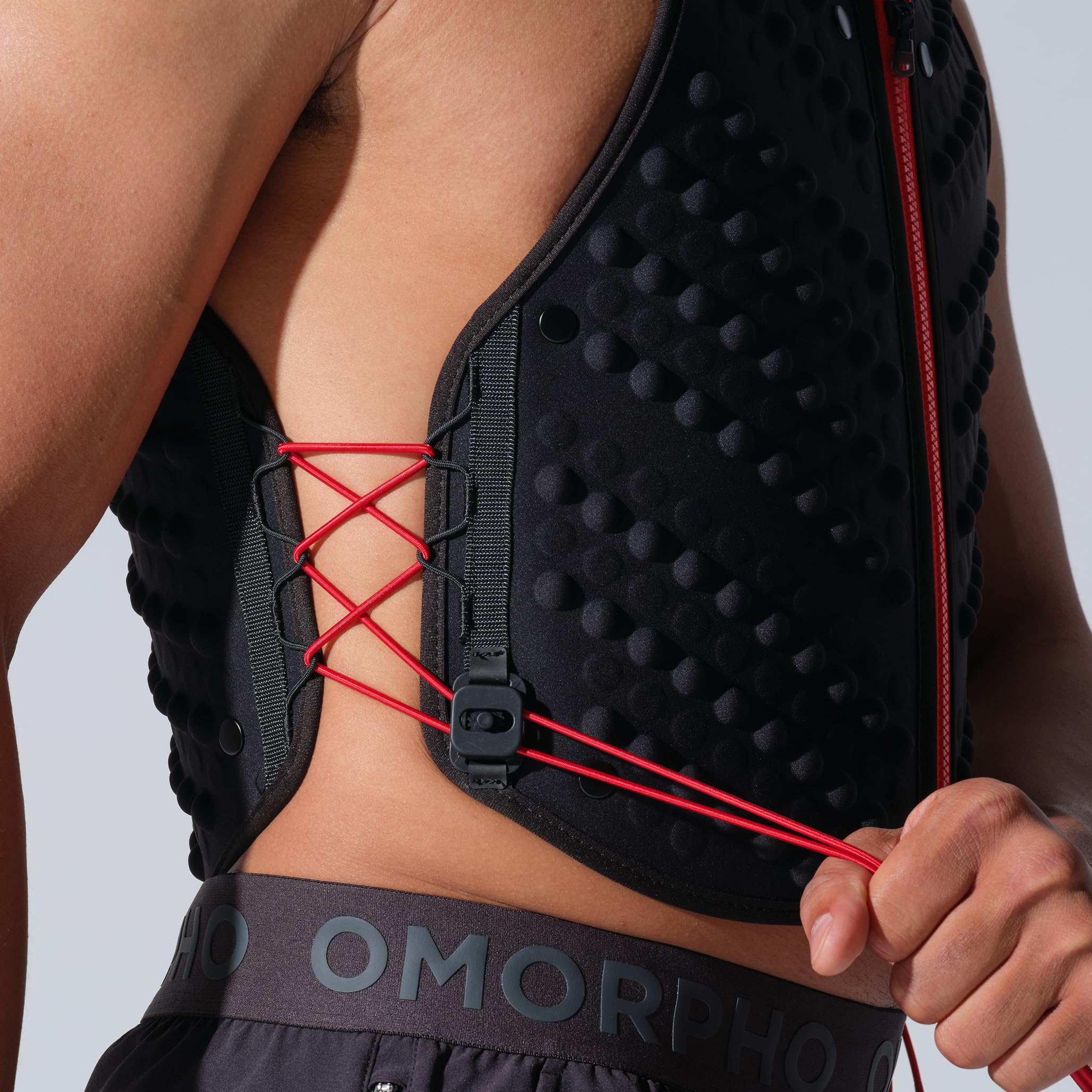 Omorpho G-Vest Sport, Weighted Vest, Black/Red, 6 lb Fixed Weight, Adjustable Fit, S-M/L-XL, for Running, Endurance Training, High-Intensity Athletics (Black/Red, S-M)