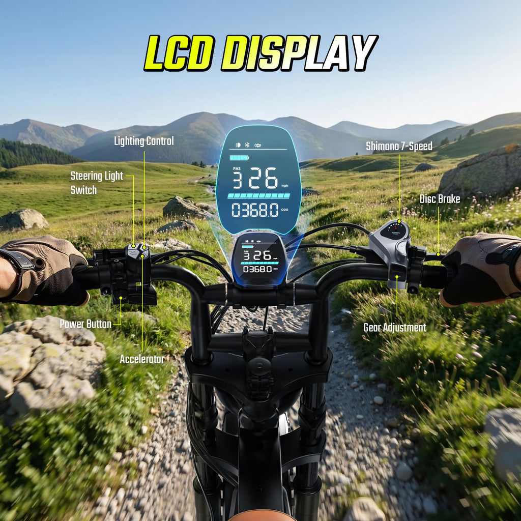 SISIGAD Electric Bike for Adults, Peak 1500W Motor, Range 70Miles, Fat Tire 20" Retro Ebike, 48V 15Ah Removable Battery, 7-Speed E Bike for City Commuting, Off-Roading, Mountain, UL 2849 Dark Black