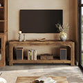 LITTLE TREE Solid Wood TV Stand with Open Storage Shelves, Farmhouse TV Stand for 65-Inch TV, Mid Century Modern TV Stand for Living Room, Bedroom - 63" Rustic Brown