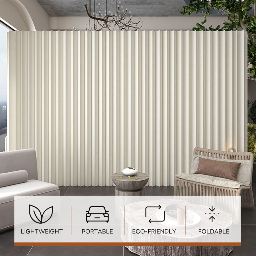 Paper Room Divider, Folding Privacy Screen Lightweight Stretchable Accordion Room Divider Wall, Portable Paper Wall Divide for Home, Office, Clothing Shop (White, L：118in x W: 17in x H：79in)
